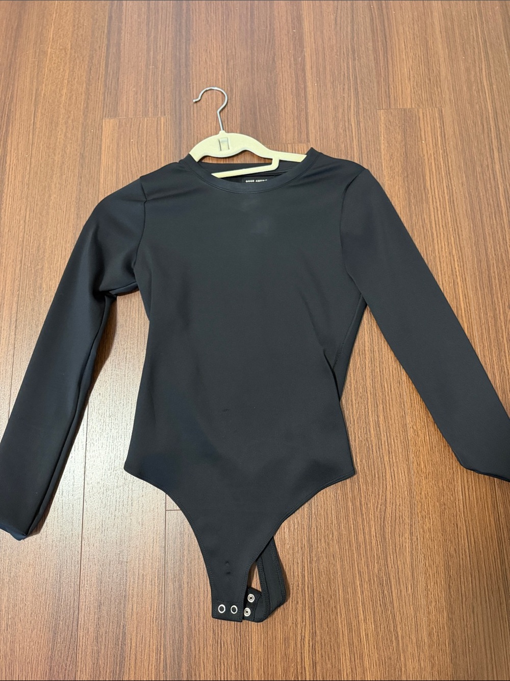 Good American Black Long Sleeve Bodysuit